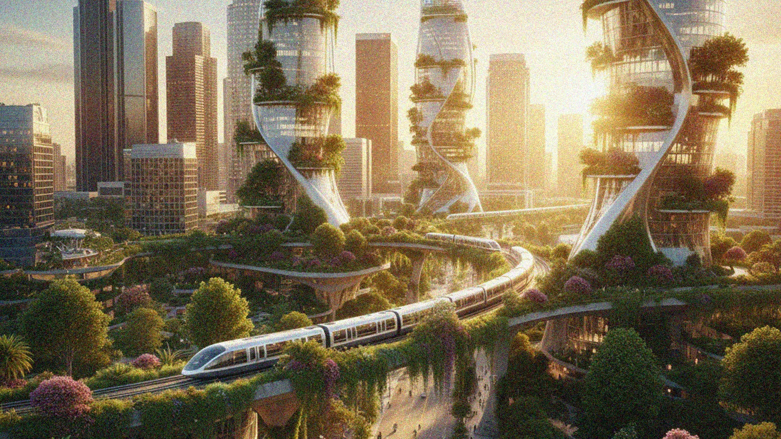 O futuro solarpunk de 2125 interpretado por uma IA
